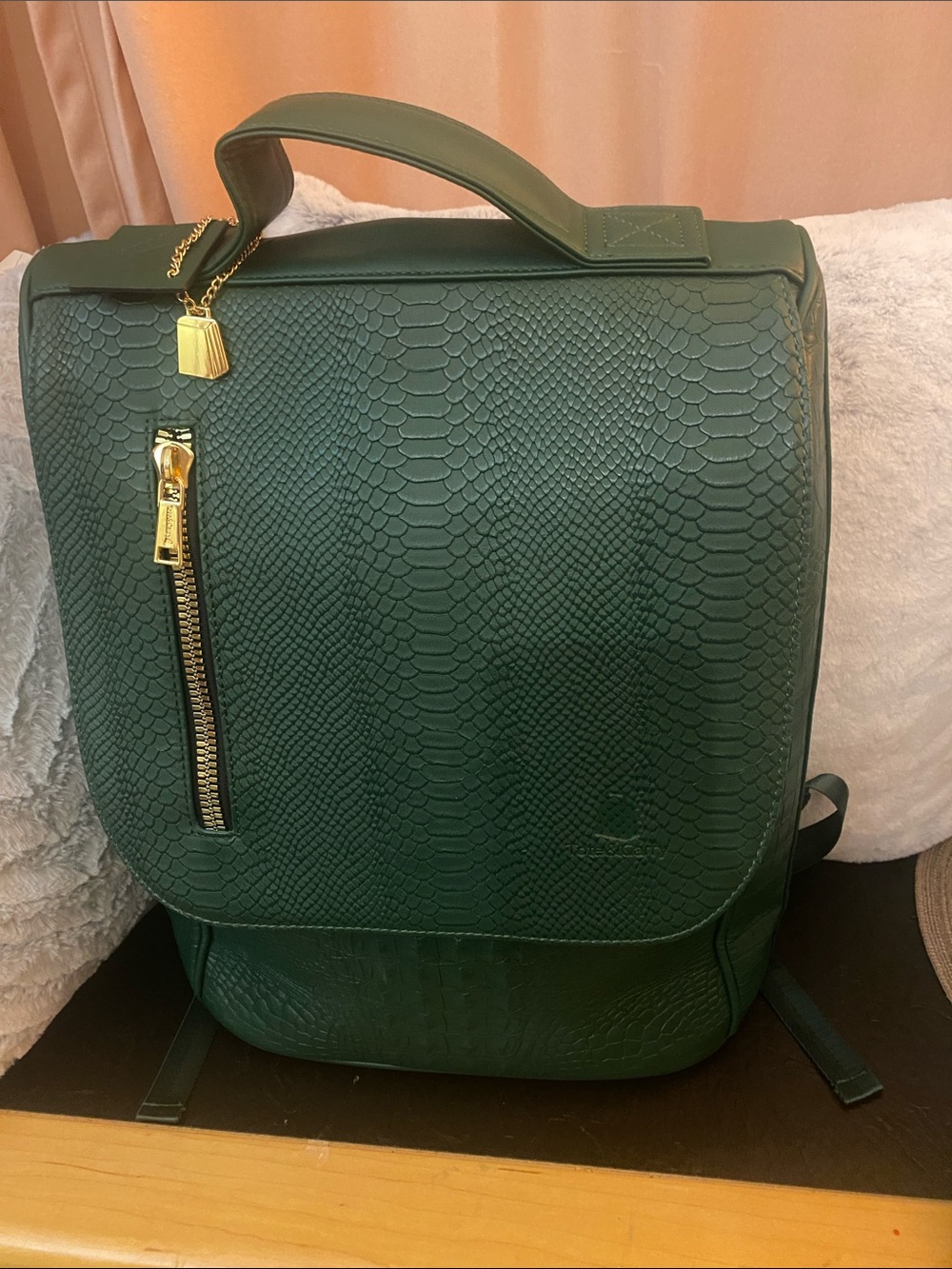 Green Textured Men’s Backpack - Designer Style